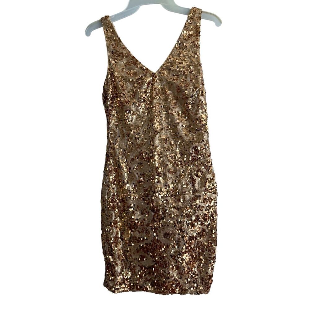 bebe Gold Sequin Mini Dress